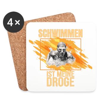 Schwimmen ist meine Droge - Untersetzer (4er-Set) - Weiß - Vorne