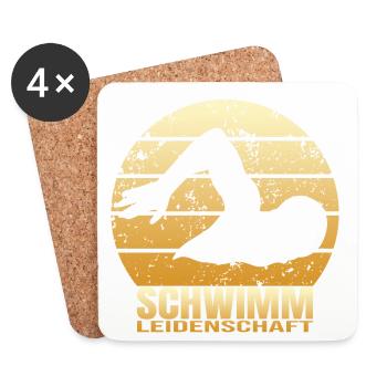 Schwimm Leidenschaft - Untersetzer (4er-Set) - Weiß - Vorne