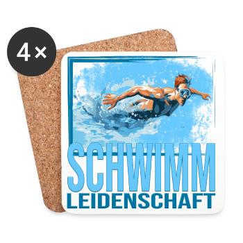 Schwimm Leidenschaft - Untersetzer (4er-Set) - Weiß - Vorne