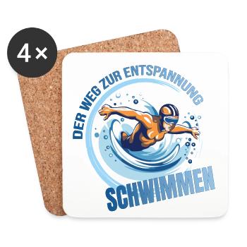 Der Weg zur Entspannung - Schwimmen - Untersetzer (4er-Set) - Weiß - Vorne
