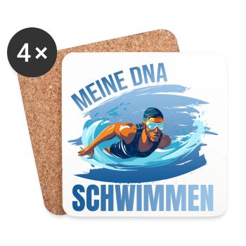 Meine DNA - Schwimmen - Untersetzer (4er-Set) - Weiß - Vorne
