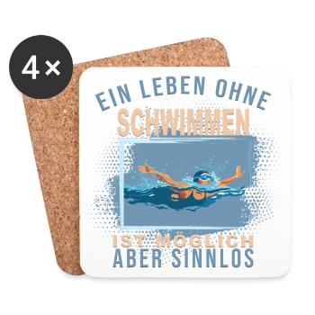 Ein Leben ohne Schwimmen ist möglich, aber Sinnlos - Untersetzer (4er-Set) - Weiß - Vorne