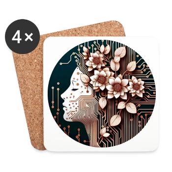 Mechanical Flower Girl - Untersetzer (4er-Set) - Weiß - Vorne