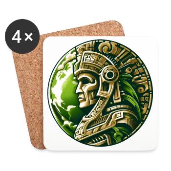 Ancient Aztec Warrior Gold Earth - Coasters (set of 4) - white - Front