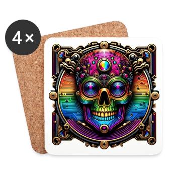 Cyberpunk Rainbow Skull Design - Coasters (set of 4) - white - Front