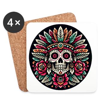 Maya Skull 2 - Untersetzer (4er-Set) - Weiß - Vorne