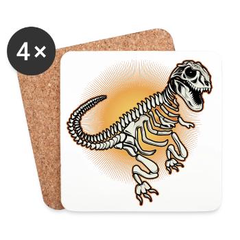 Radiant Dinosaur Skeleton Tyrannosaurus Rex - Coasters (set of 4) - white - Front