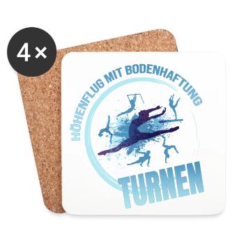 Höhenflug mit Bodenhaftung - Turnen - Untersetzer (4er-Set) - Weiß - Vorne