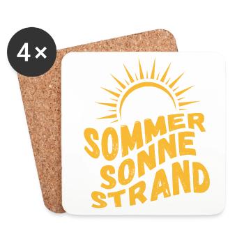 Summer, sun, beach and sea - Coasters (set of 4) - white - Front