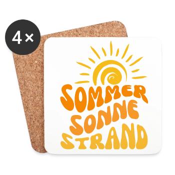 Summer Sun Beach Wavy - Coasters (set of 4) - white - Front