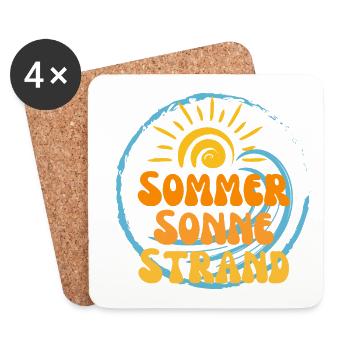 Nectarine de plage de soleil d’été 3 - Dessous de verre (lot de 4) - blanc - Devant