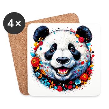 Panda - Dessous de verre (lot de 4) - blanc - Devant