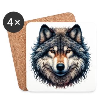 Loup - Dessous de verre (lot de 4) - blanc - Devant