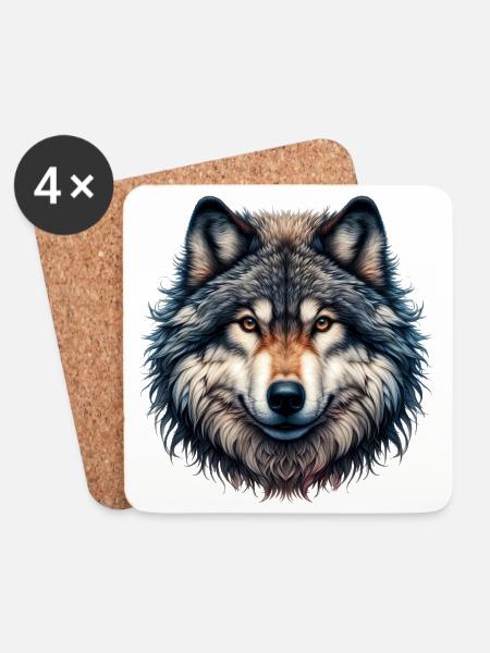 Wolf - Untersetzer (4er-Set) - Weiß