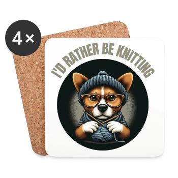 I'd rather be knitting - Coasters (set of 4) - white - Front