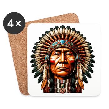 Amérindien Peau rouge d’Amérique - Dessous de verre (lot de 4) - blanc - Devant