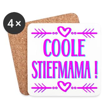 MUTTERTAG STIEFMAMA - Untersetzer (4er-Set) - Weiß - Vorne