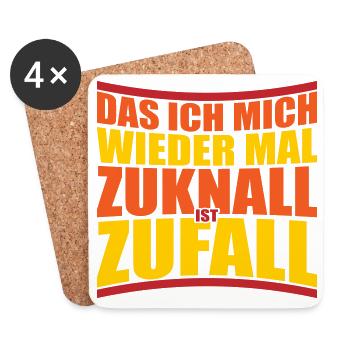Zuknall Zufall saufen feiern | Farben änderbar - Untersetzer (4er-Set) - Weiß - Vorne