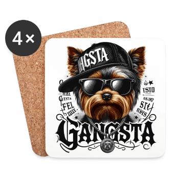 Cadeau de chien Yorkshire Terrier Gangsta Gangster - Dessous de verre (lot de 4) - blanc - Devant