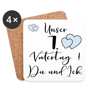 ERSTER VATERTAG SÄUGLING BABY - Untersetzer (4er-Set) - Weiß - Vorne
