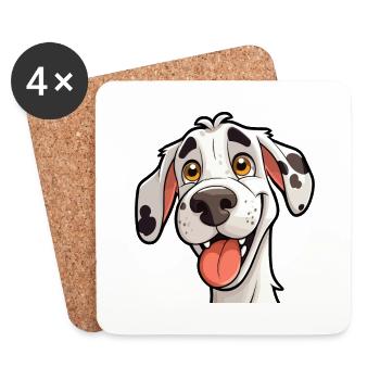 Dalmatian Dog Breed Watercolor Cartoon Kawaii Clip - Coasters (set of 4) - white - Front