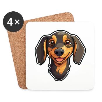 Dachshund Dog Breed Watercolor Cartoon Kawaii Clip - Coasters (set of 4) - white - Front