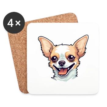 Chihuahua Dog Breed Watercolor Cartoon Kawaii Clip - Coasters (set of 4) - white - Front