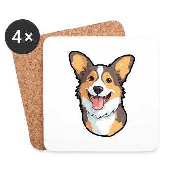 Strickjacke Welsh Corgi Hunderasse Aquarell Karikatur - Untersetzer (4er-Set) - Weiß - Vorne
