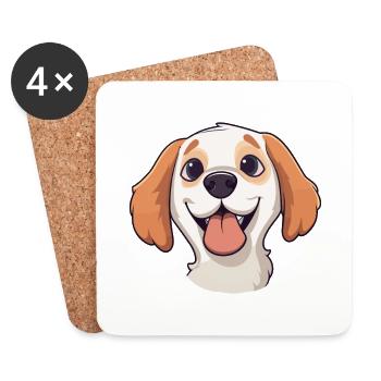 Bouviers Des Flandre race chien aquarelle dessin animé - Dessous de verre (lot de 4) - blanc - Devant