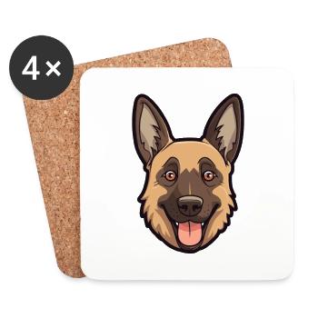 Belgian Malinoi Dog Breed Watercolor Cartoon Kawai - Coasters (set of 4) - white - Front