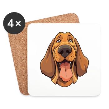 Bloodhound Dog Breed Watercolor Cartoon Kawaii Cli - Coasters (set of 4) - white - Front