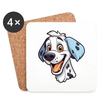 Dalmatian Dog Breed Watercolor Cartoon Kawaii Clip - Coasters (set of 4) - white - Front