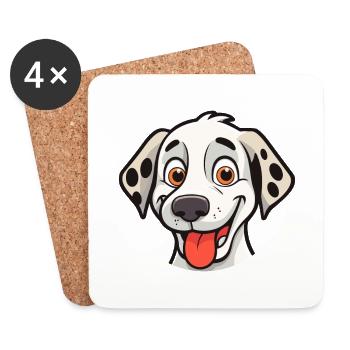 Dalmatian Dog Breed Watercolor Cartoon Kawaii Clip - Coasters (set of 4) - white - Front