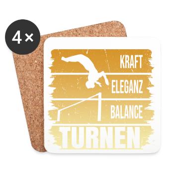 Turnen - Kraft - Eleganz - Balance - Untersetzer (4er-Set) - Weiß - Vorne