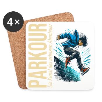 Parkour: Die Kunst des urbanen Abenteuers - Untersetzer (4er-Set) - Weiß - Vorne