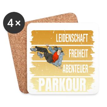 Leidenschaft - Freiheit - Abenteuer - Parkour - Untersetzer (4er-Set) - Weiß - Vorne
