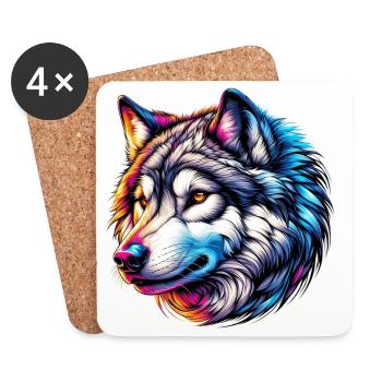 Loup - Dessous de verre (lot de 4) - blanc - Devant