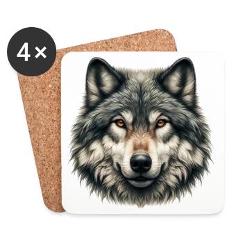 Loup - Dessous de verre (lot de 4) - blanc - Devant