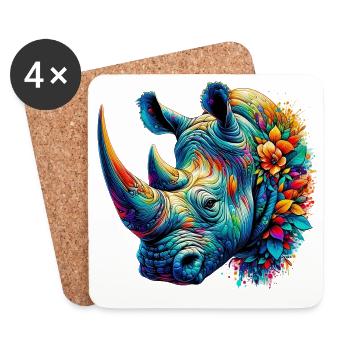 Rhinoceros - Coasters (set of 4) - white - Front