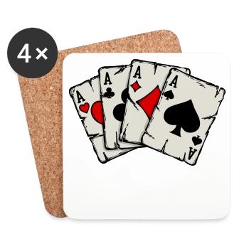 Jeux d’argent Casino Poker Jeu de cartes Jeux d’argent Poker - Dessous de verre (lot de 4) - blanc - Devant