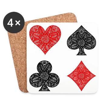 Casino Poker Jeu de cartes Jeux de hasard Poker - Dessous de verre (lot de 4) - blanc - Devant