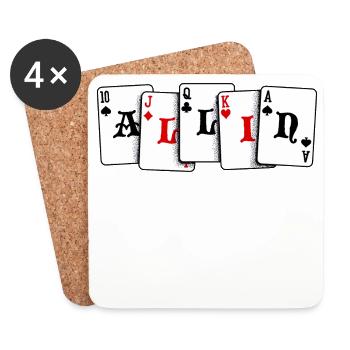 Kartenspiel Zocken Casino Poker Glücksspiel Pokern - Untersetzer (4er-Set) - Weiß - Vorne