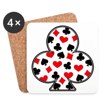 Poker Zocken Casino Kartenspiel Glücksspiel Pokern - Untersetzer (4er-Set) - Weiß - Vorne