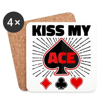 Jeu de cartes de joueur professionnel Poker Statement Casino - Dessous de verre (lot de 4) - blanc - Devant