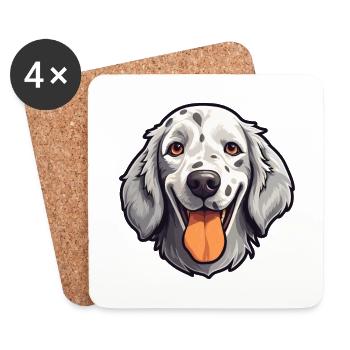 English Setter Dog Breed Watercolor Cartoon Kawaii - Coasters (set of 4) - white - Front