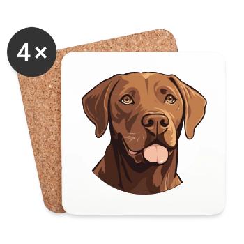 Labrador Retriever Dog Breed Watercolor Cartoon Ka - Coasters (set of 4) - white - Front