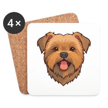 Norfolk Terrier Dog Breed Watercolor Cartoon Kawai - Coasters (set of 4) - white - Front