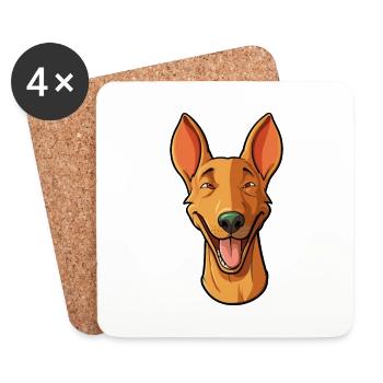 Pharaon chien chien race aquarelle dessin animé Kawaii - Dessous de verre (lot de 4) - blanc - Devant