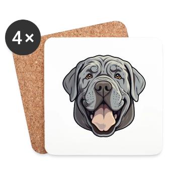 Mastiff napolitain chien race aquarelle dessin animé Ka - Dessous de verre (lot de 4) - blanc - Devant
