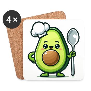 Chefkoch Avocuddle: Das Genie der Gourmet-Guacamole - Untersetzer (4er-Set) - Weiß - Vorne